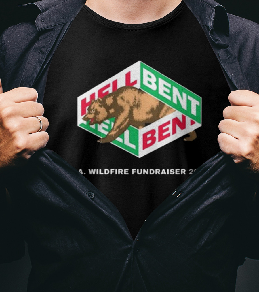 Cloonee Hellbent L.A. Wildfire Fundraiser 2025 California Republic Bear T-Shirt