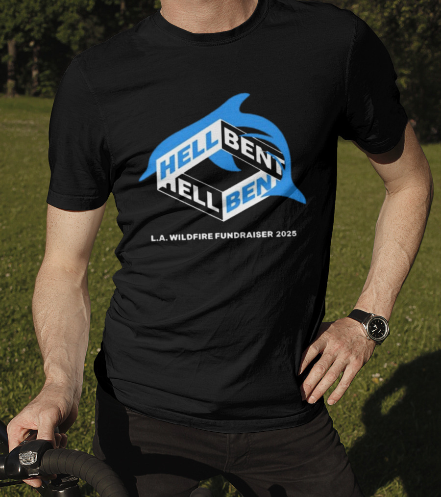 Hellbent L.A. Wildfire Fundraiser 2025 Blue Dolphin T-Shirt