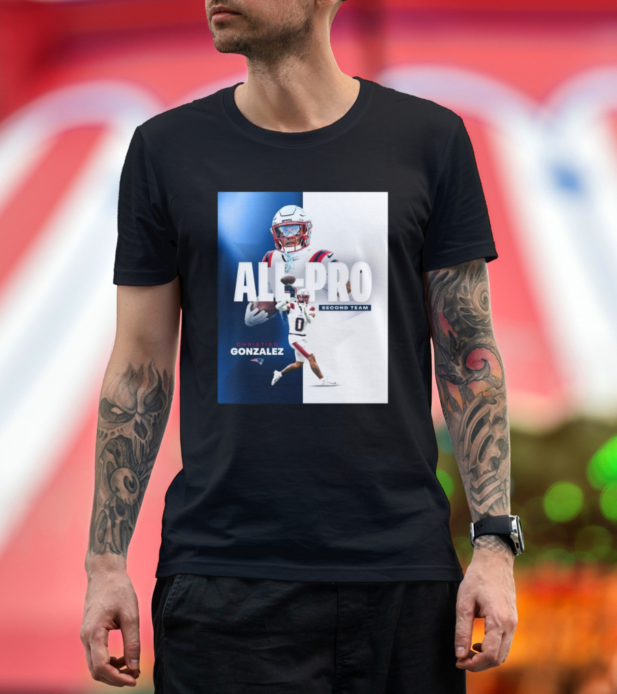 New England Patriots Christian Gonzalez All-Pro Second Team NFL 2024 Season T-Shirt