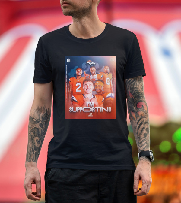 Premium T-Shirt: Denver Broncos I'm Supporting AFC Broncos Country Let's Ride NFL Playoffs Number Seven Seed T-Shirt Denver Broncos I'm Supporting AFC Broncos Country Let's Ride NFL Playoffs Number Seven Seed T-Shirt