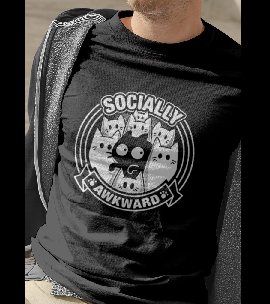 Socially Awkward Cat Funny Kitten Misfit Group T-Shirt
