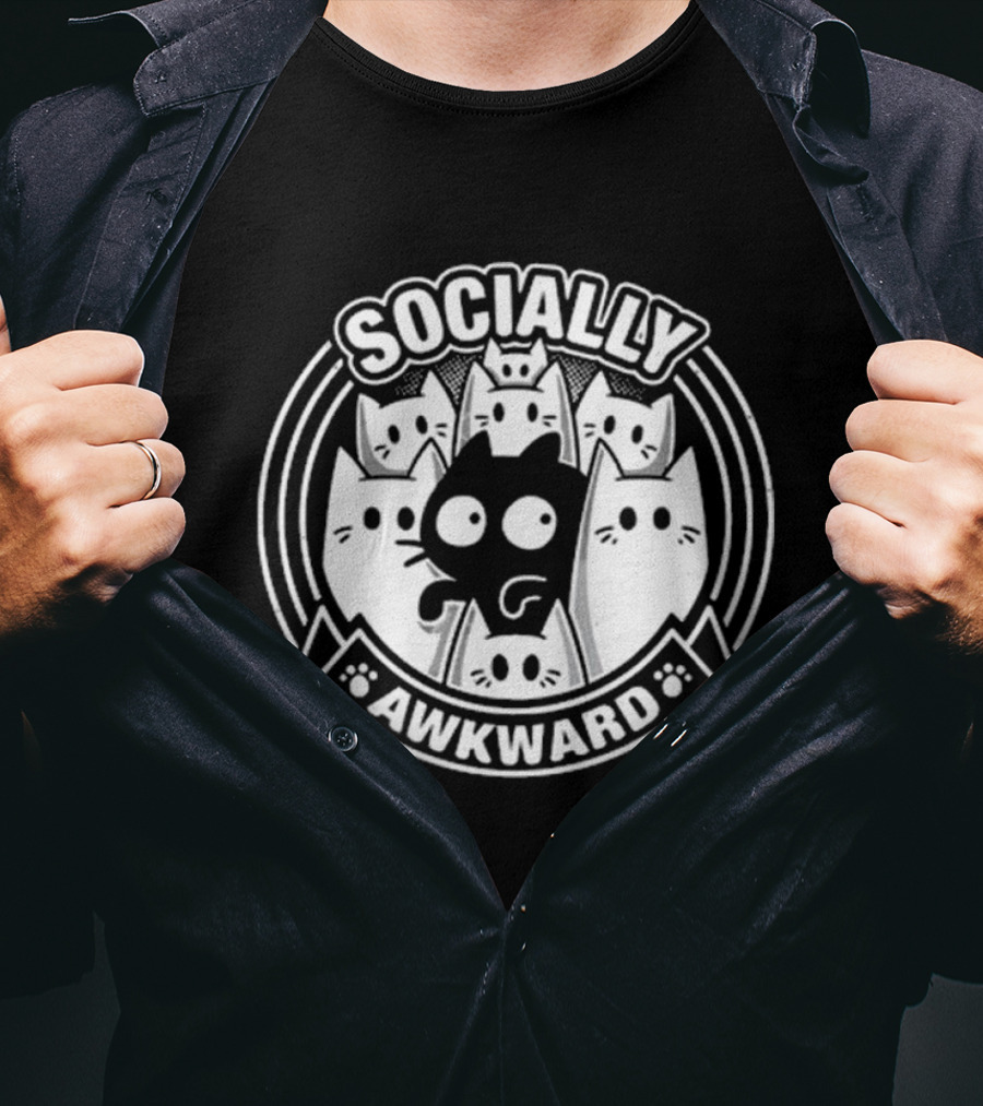 Socially Awkward Cat Funny Kitten Misfit Group T-Shirt
