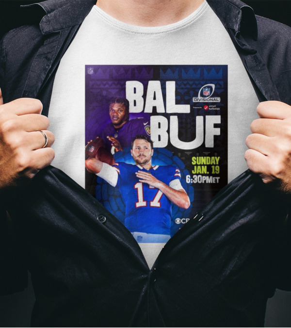 BAL BUF NFL Divisional Sunday Jan 19 6:30PM ET CBS Paramount Plus T-Shirt