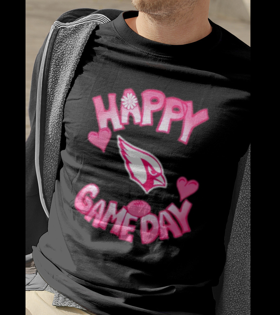 Valentine's Day Arizona Cardinals Happy Gameday 2025 Hearts T-Shirt