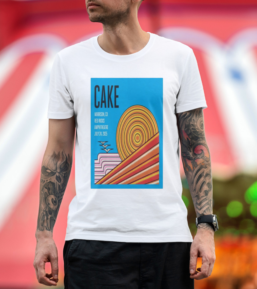CAKE Morrison CO Red Rocks Amphitheatre July 24 2025 Vintage Sunburst T-Shirt