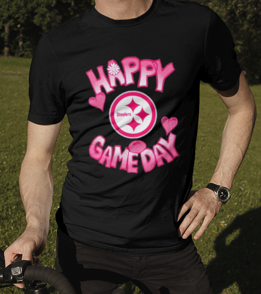 Valentine's Day Steelers Happy Gameday 2025 Hearts And Football T-Shirt