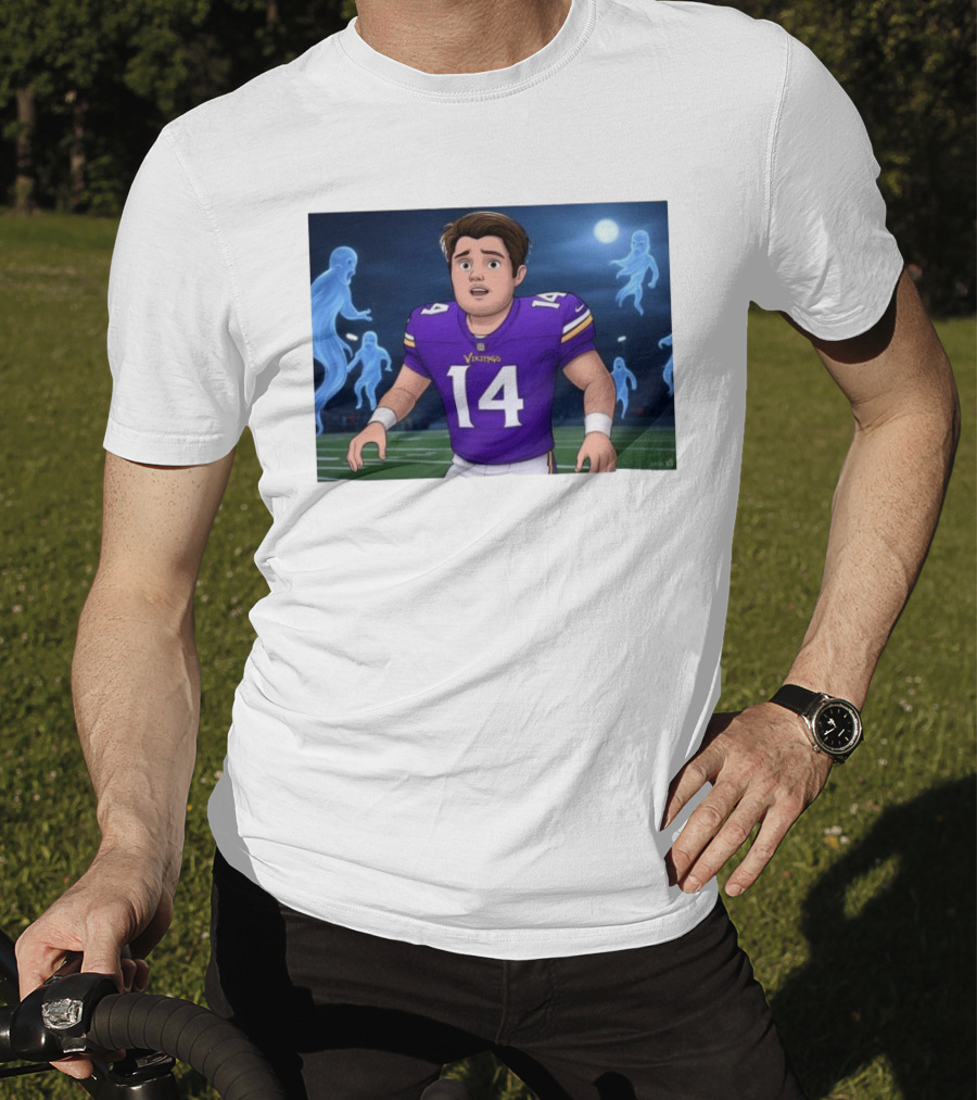 Sam Darnold Haunted By Ghosts In Minnesota Vikings NFL Jersey T-Shirt