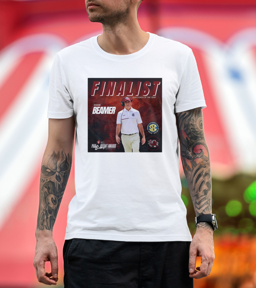 South Carolina Gamecocks Coach Shane Beamer SEC 2024 Paul Bryant Awards Finalist Coach of the Year T-Shirt