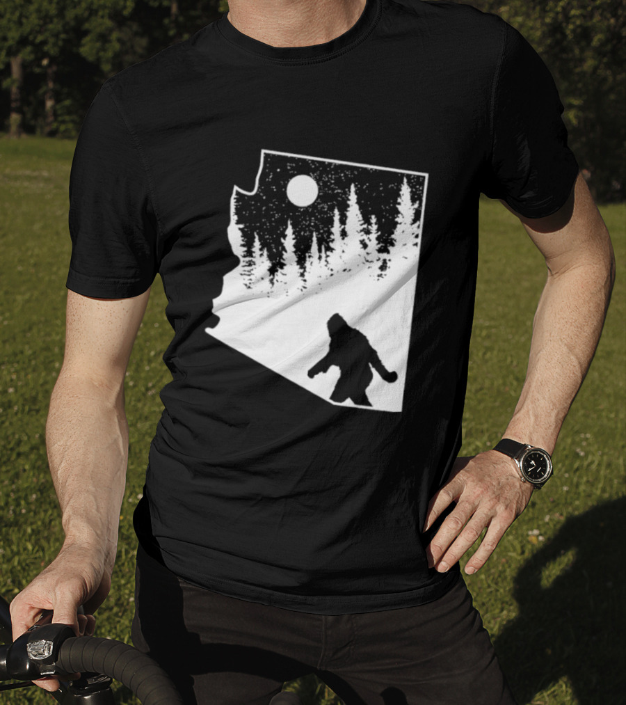 Bigfoot Arizona Pride Sasquatch Funny Arizona Map Forest Moon T-Shirt