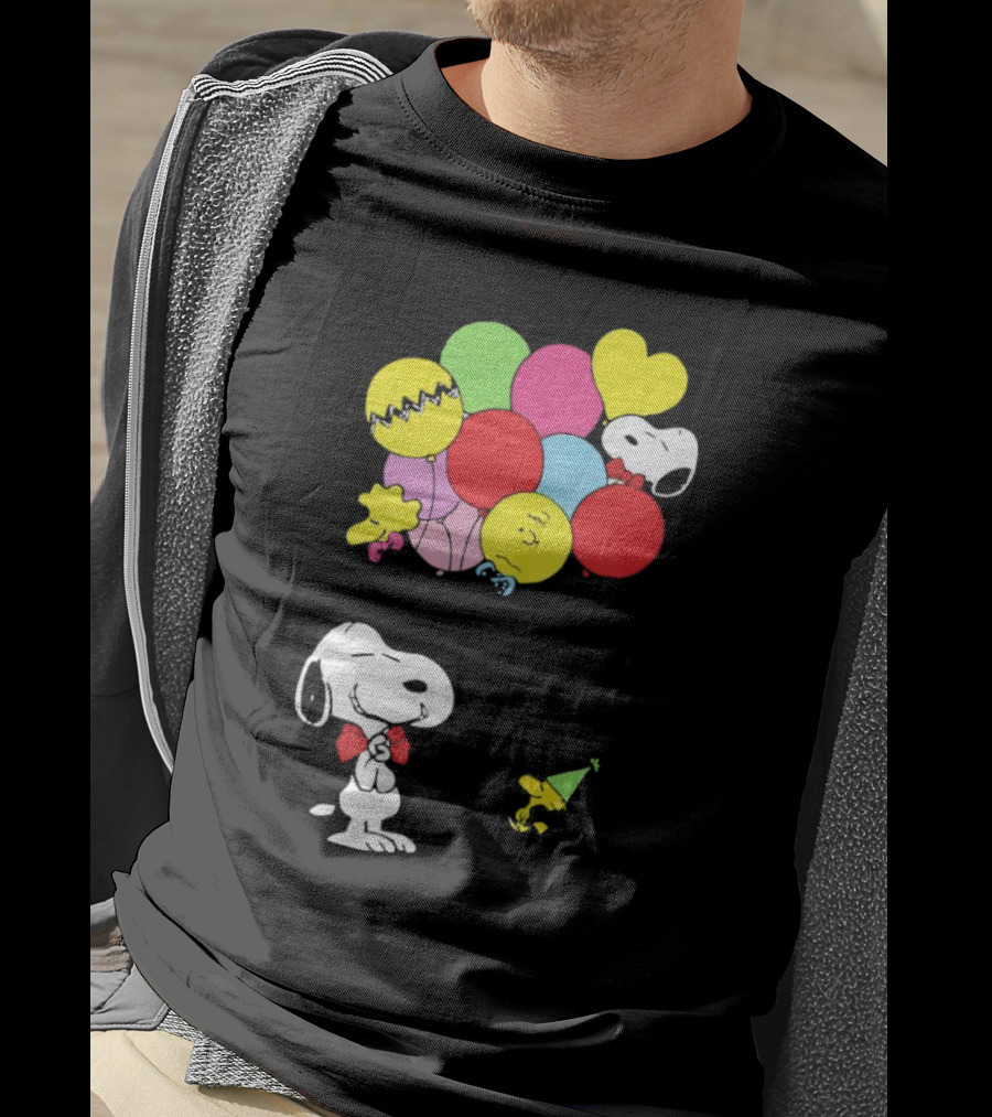 Peanuts Snoopy Woodstock Balloons Birthday T-Shirt