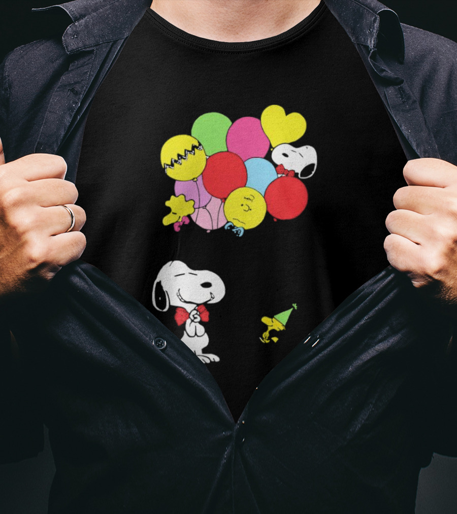 Peanuts Snoopy Woodstock Balloons Birthday T-Shirt