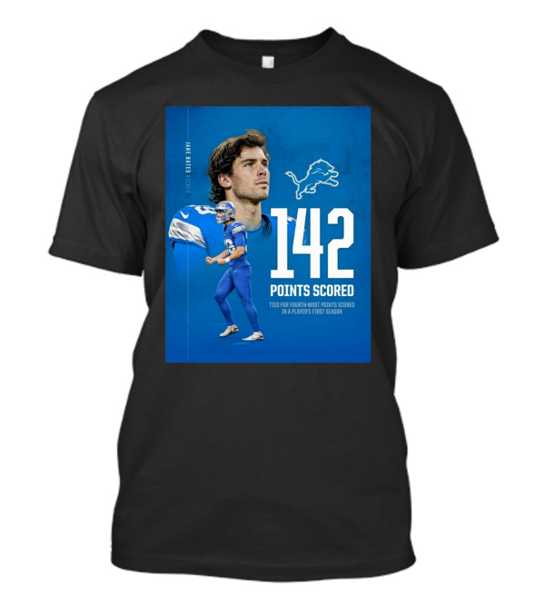 Jake Bates Detroit Lions 142 Points Scored Tied For Fourth-Most In Player's First NFL Season T-Shirt