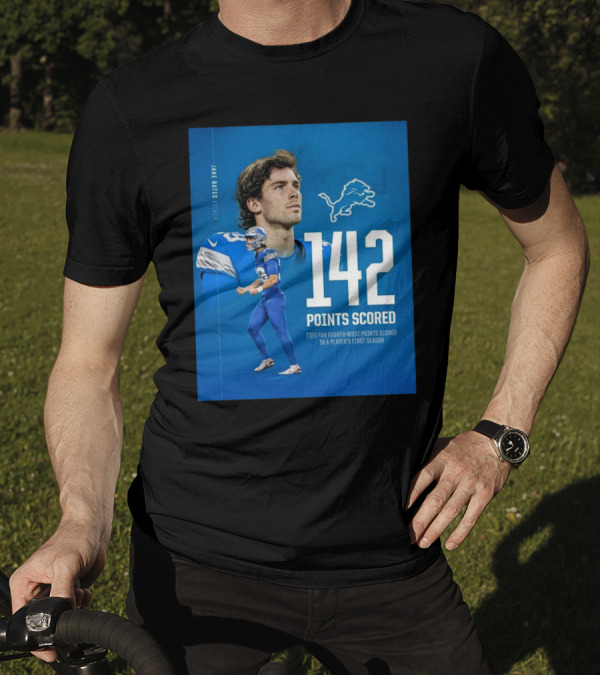 Jake Bates Detroit Lions 142 Points Scored Tied For Fourth-Most In Player's First NFL Season T-Shirt