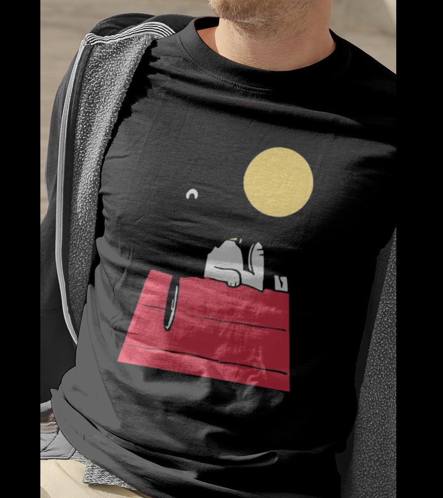 Snoopy Solar Eclipse Peanuts Doghouse Moon Charlie Brown T-Shirt