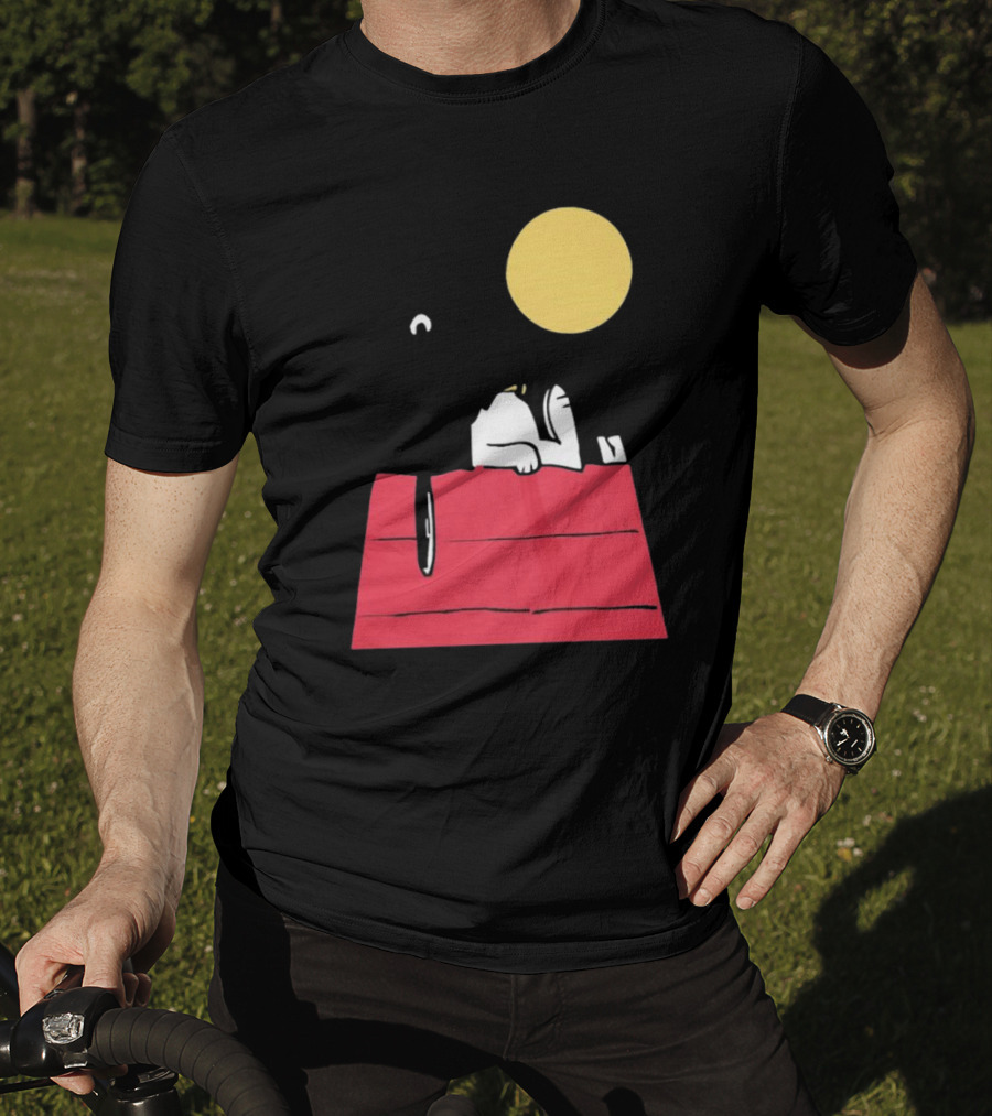 Snoopy Solar Eclipse Peanuts Doghouse Moon Charlie Brown T-Shirt