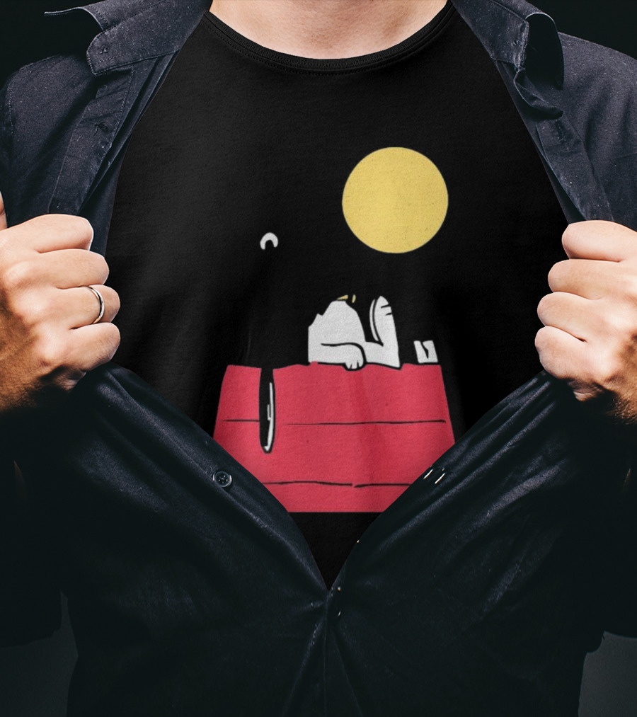 Snoopy Solar Eclipse Peanuts Doghouse Moon Charlie Brown T-Shirt