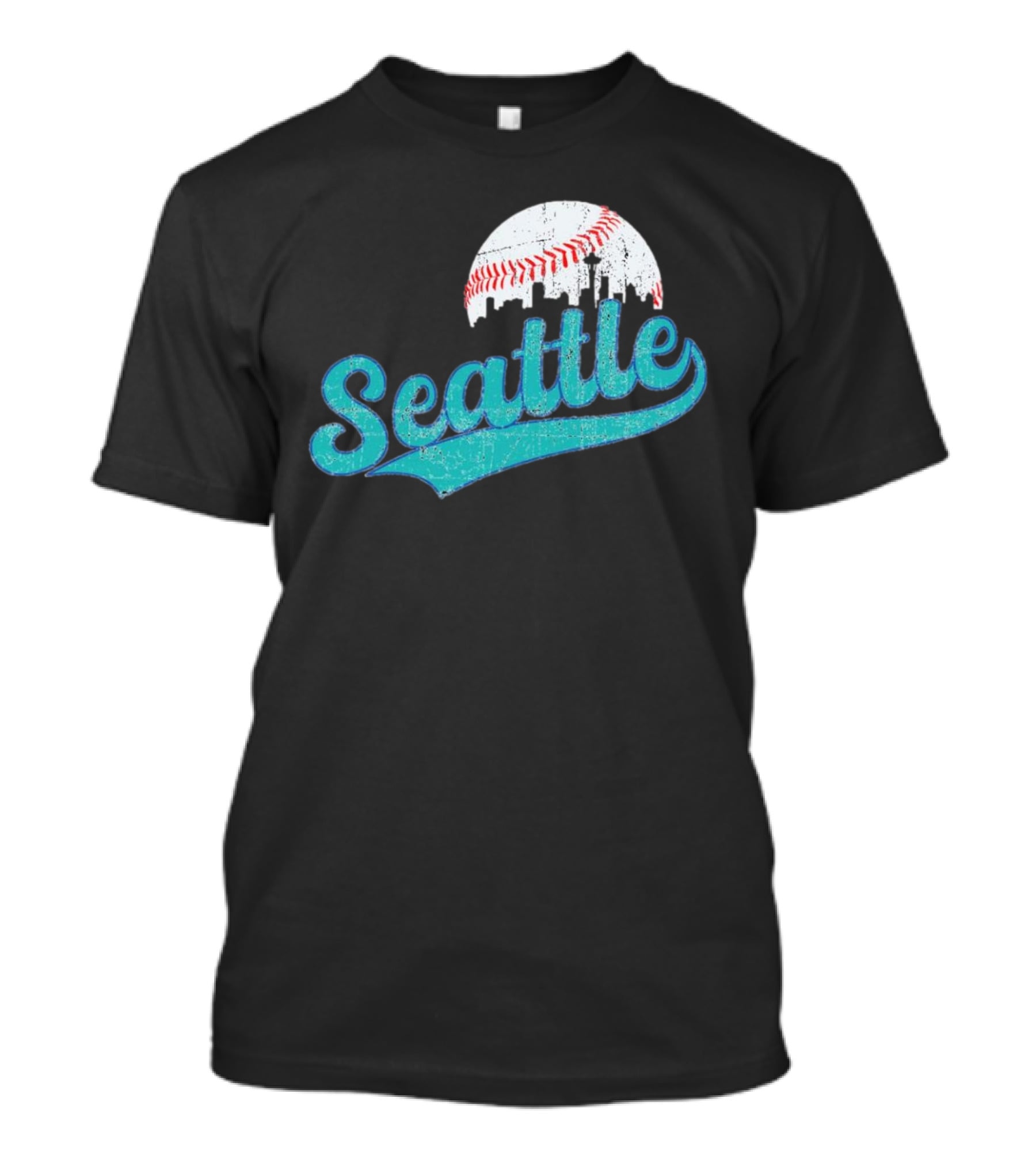 Seattle Vintage Skyline Retro Baseball T-Shirt