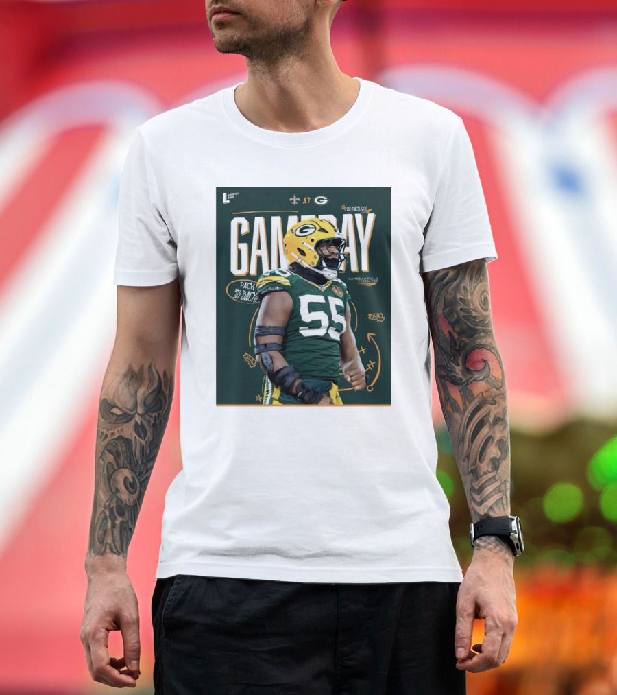 Kingsley Enagbare New Orleans Saints at Green Bay Packers Gameday Lambeau Field Pack Go Back T-Shirt