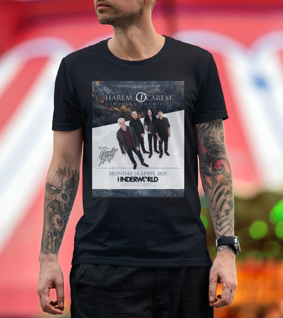 Harem Scarem European Tour 2025 Featuring Cassidy Paris Monday 28 April Underworld London T-Shirt