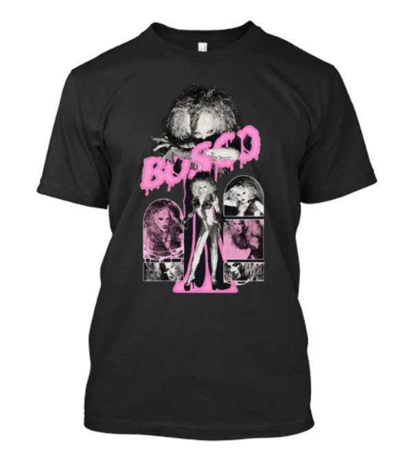 Hereisbosco Blobsco Bosco Pink Dripping Text With Monochrome Images T-Shirt