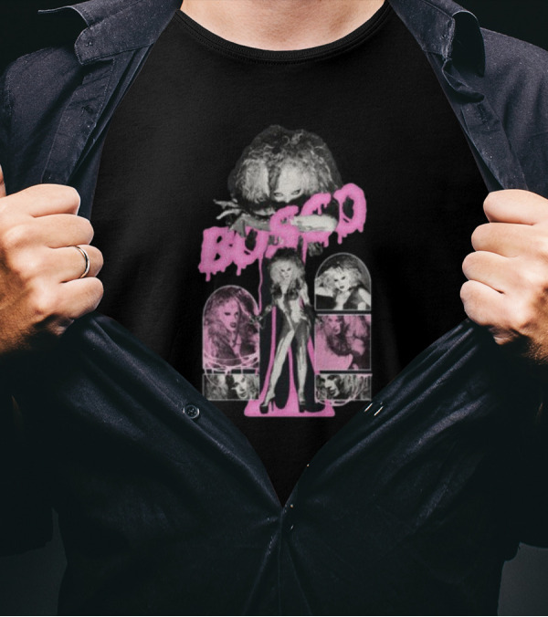 Hereisbosco Blobsco Bosco Pink Dripping Text With Monochrome Images T-Shirt