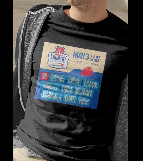 I Heart Country Festival 2025 Lineup Featuring Brooks & Dunn Thomas Rhett Rascal Flatts May 3 Austin TX T-Shirt