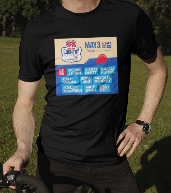 I Heart Country Festival 2025 Lineup Featuring Brooks & Dunn Thomas Rhett Rascal Flatts May 3 Austin TX T-Shirt