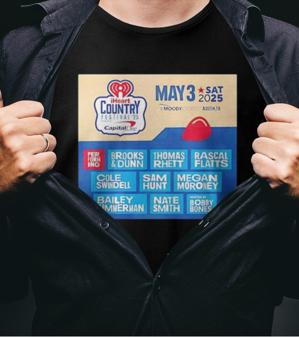 I Heart Country Festival 2025 Lineup Featuring Brooks & Dunn Thomas Rhett Rascal Flatts May 3 Austin TX T-Shirt