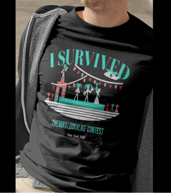 I Survived The Miku Lookalike Contest New York 2025 Blimp Stage Figures T-Shirt