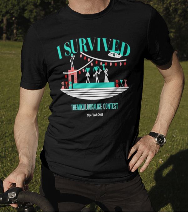 I Survived The Miku Lookalike Contest New York 2025 Blimp Stage Figures T-Shirt