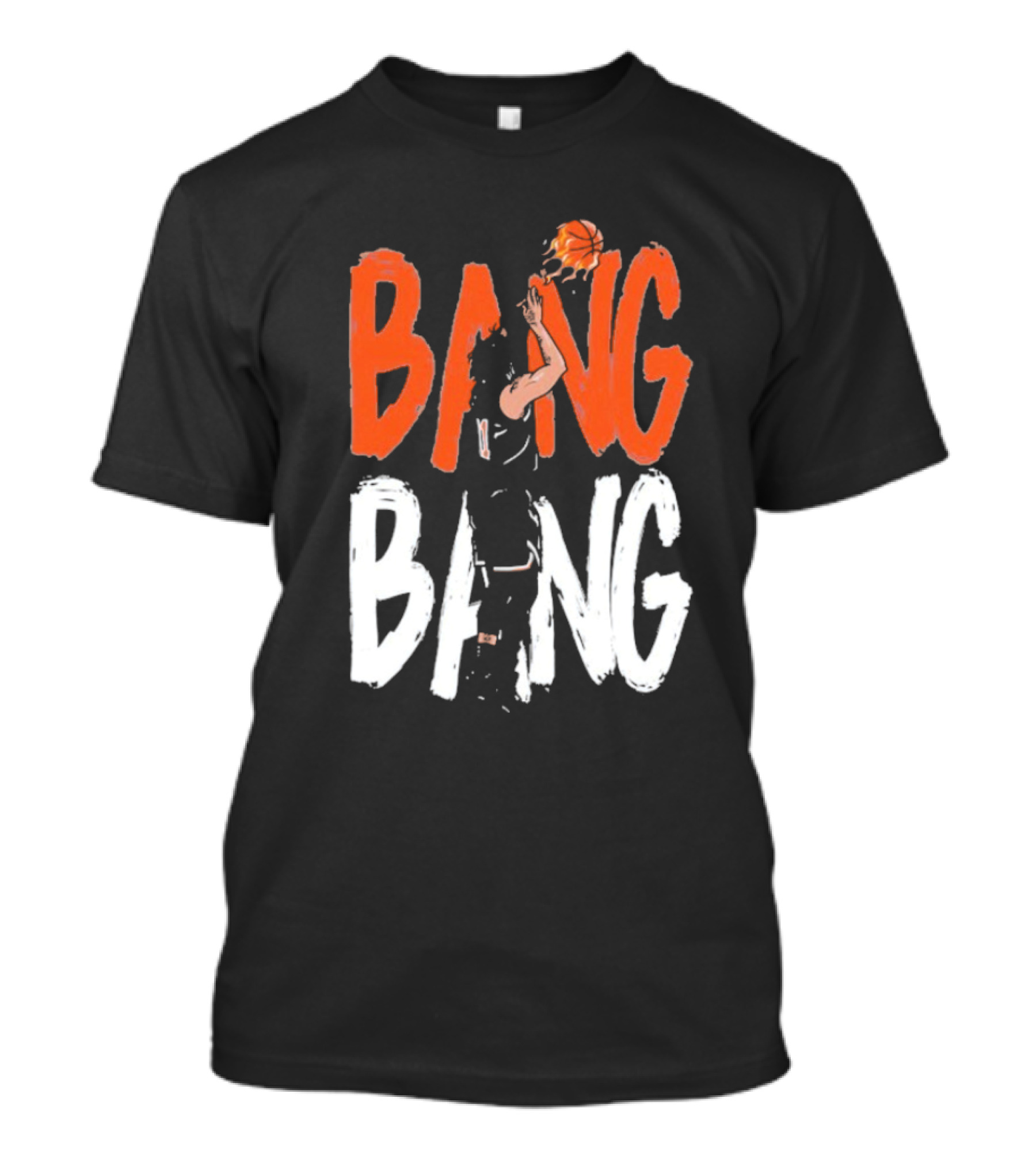 Jalen Brunson Basketball Bang Bang Orange White Combination T-Shirt