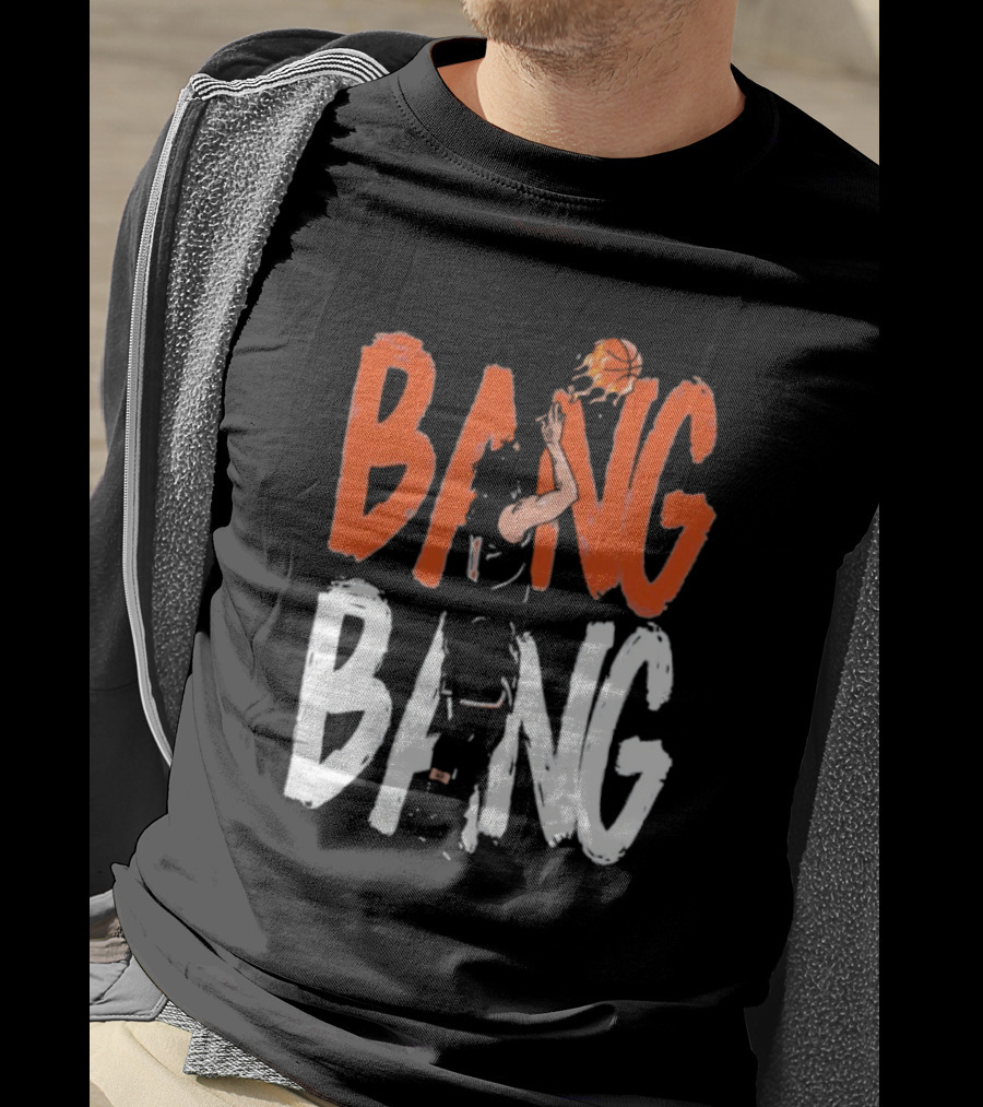 Jalen Brunson Basketball Bang Bang Orange White Combination T-Shirt