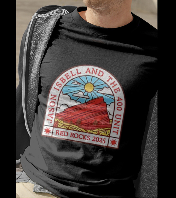 Jason Isbell And The 400 Unit Red Rocks 2025 Sun And Mountains T-Shirt