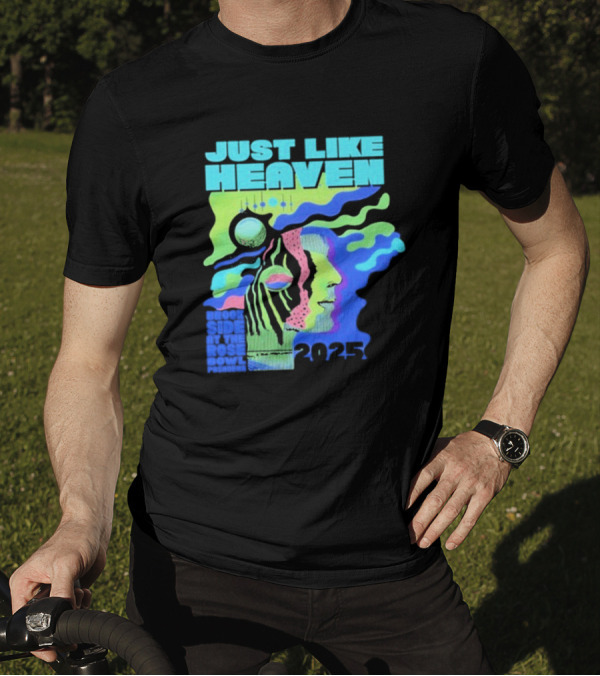 Just Like Heaven Time And Space 2025 Psychedelic Face And Abstract Cosmic Imagery T-Shirt