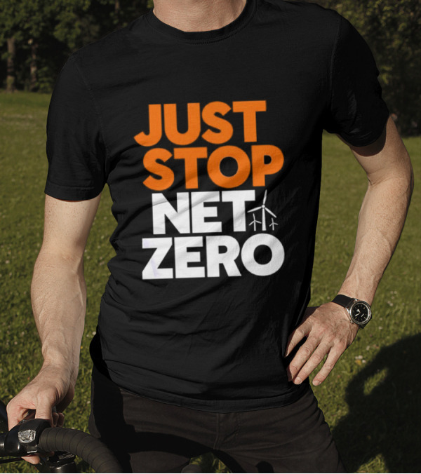Just Stop Net Zero Wind Turbine Icon T-Shirt