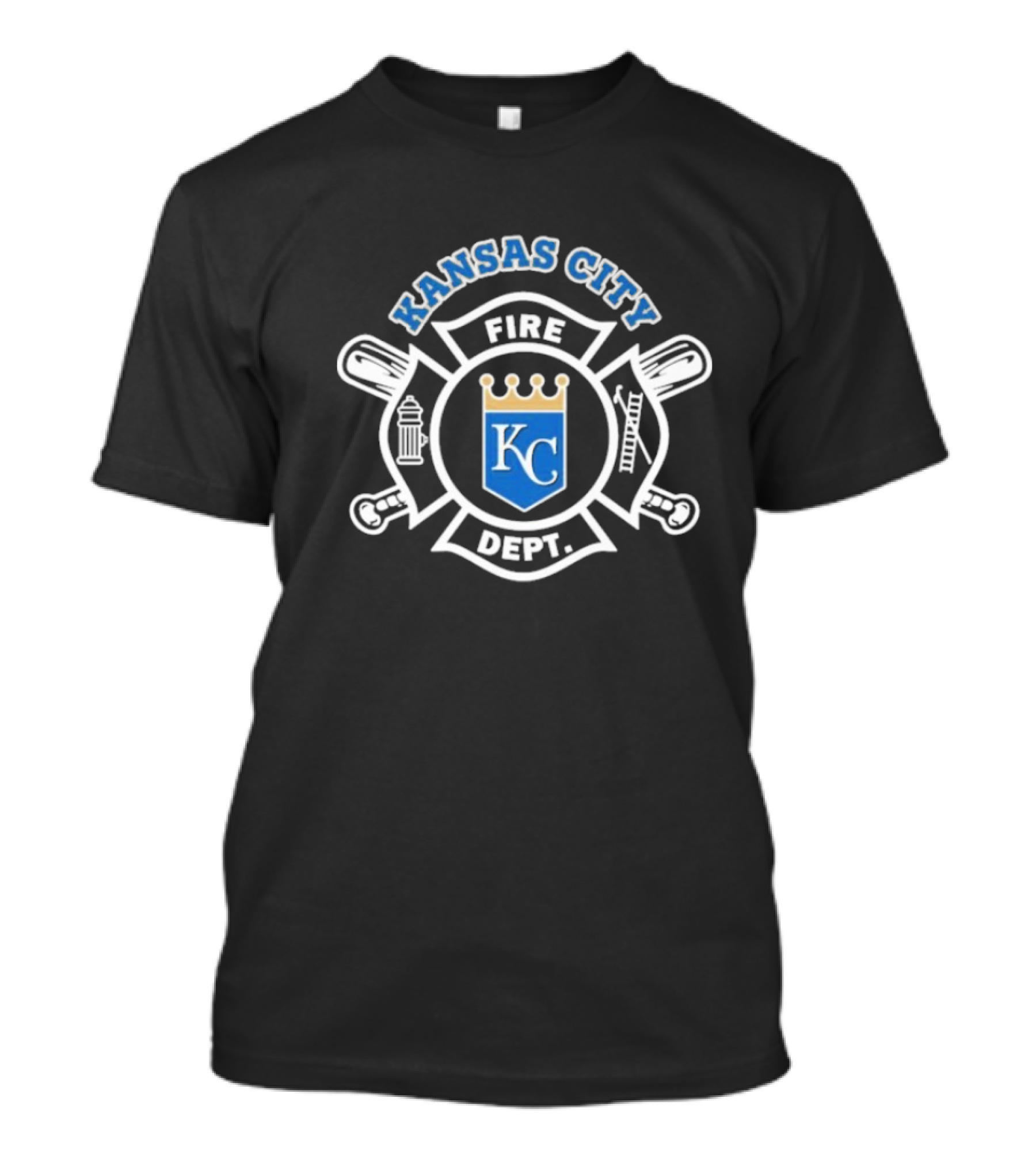 Kansas City Fire Dept KC Royals Crown Badge Firefighters T-Shirt