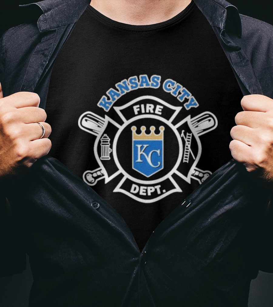 Kansas City Fire Dept KC Royals Crown Badge Firefighters T-Shirt