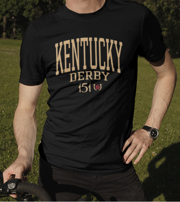 Kentucky Derby 151 Event Typography With Horseshoe Icon T-Shirt