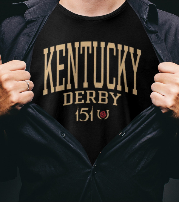 Kentucky Derby 151 Event Typography With Horseshoe Icon T-Shirt