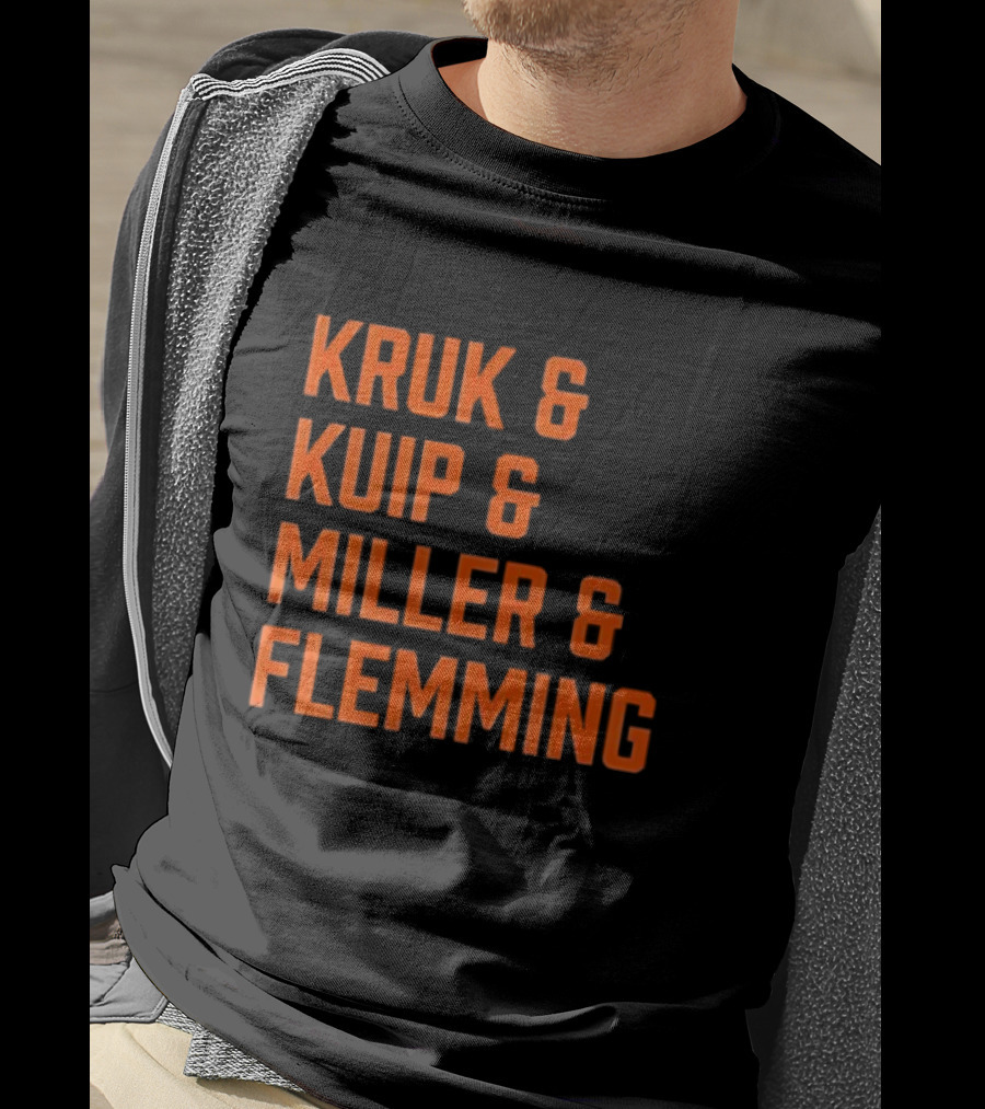 Kruk Kuip Miller Flemming Baseball Broadcasters Orange Text T-Shirt