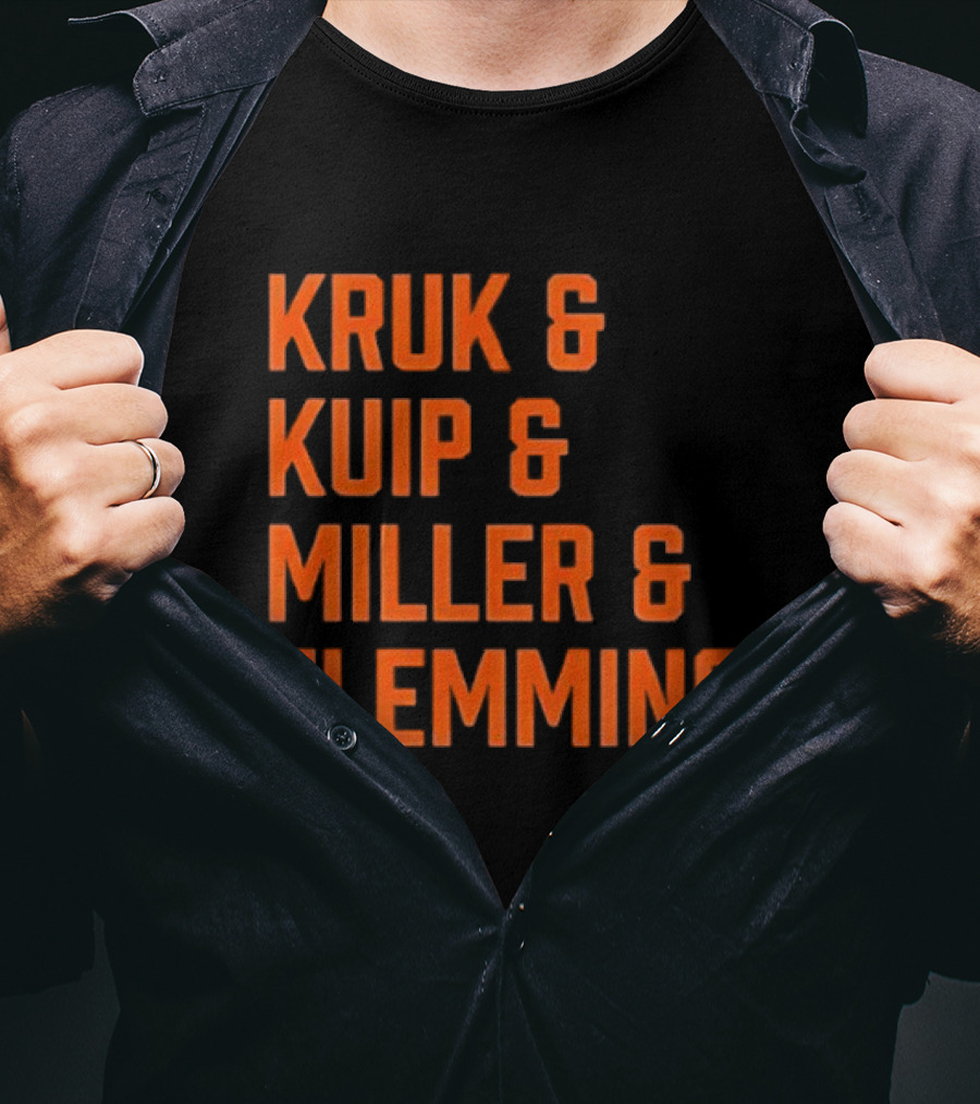 Kruk Kuip Miller Flemming Baseball Broadcasters Orange Text T-Shirt