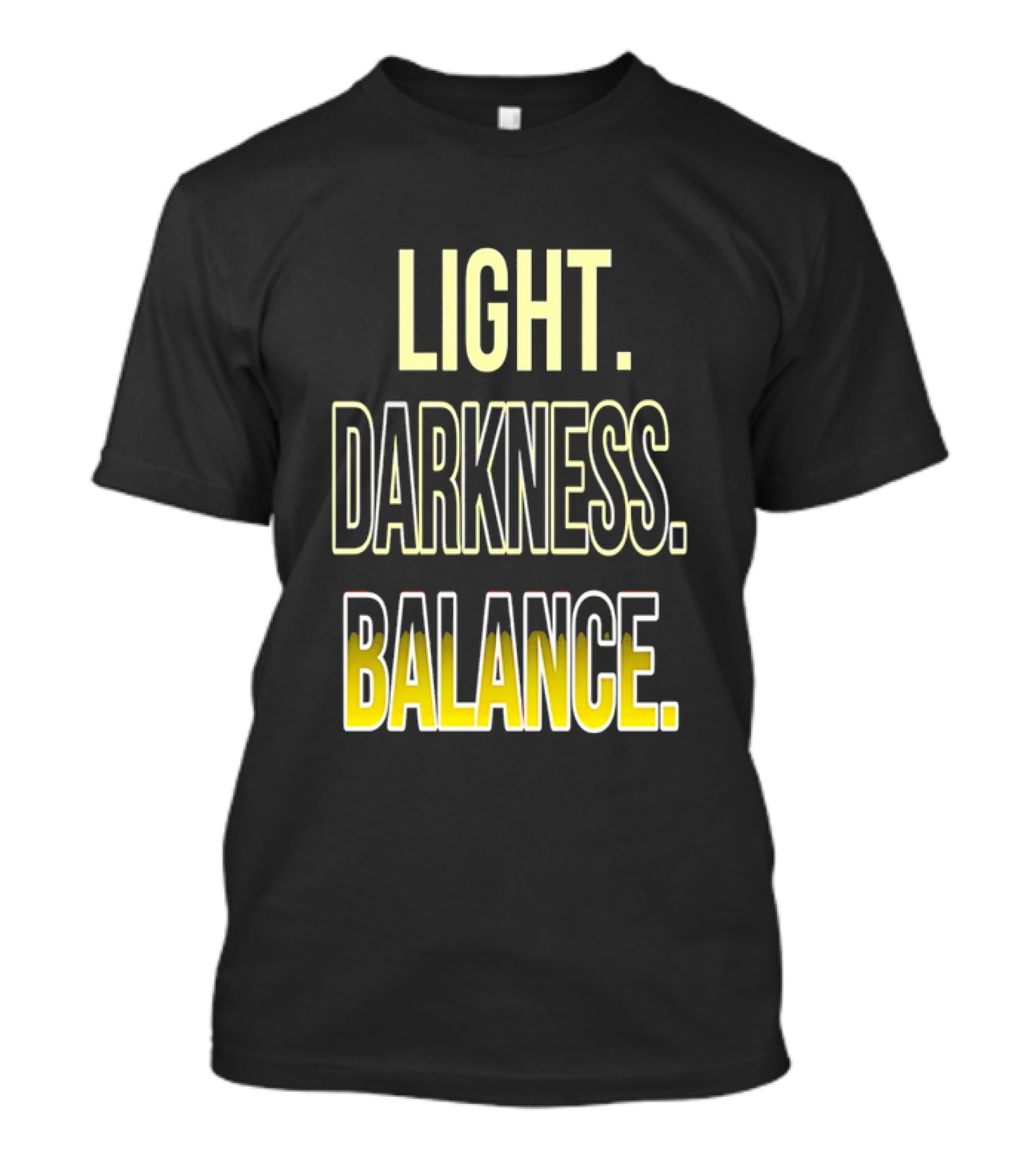 Light Darkness Balance Text In Yellow And Black Typography T-Shirt