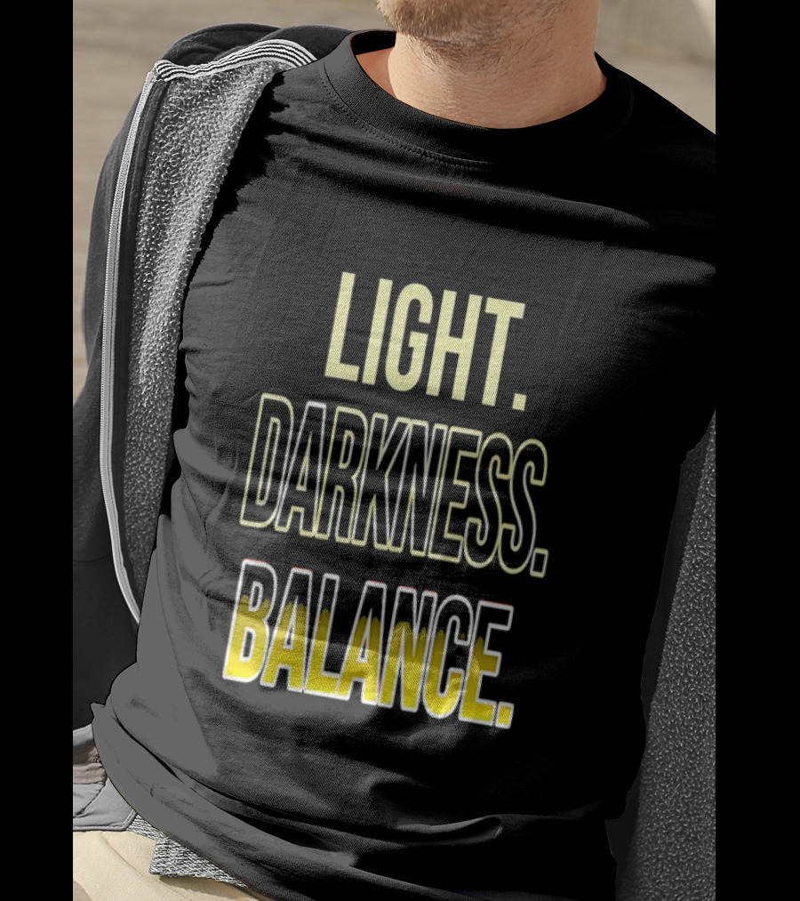 Light Darkness Balance Text In Yellow And Black Typography T-Shirt