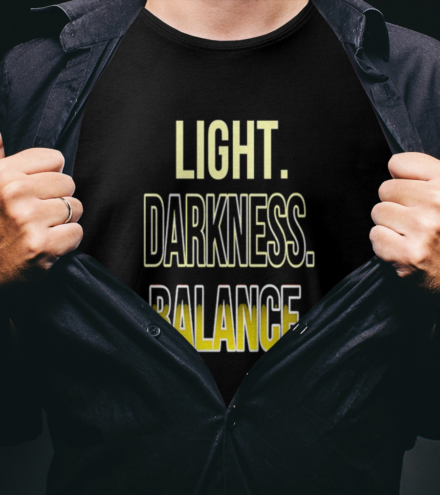 Light Darkness Balance Text In Yellow And Black Typography T-Shirt