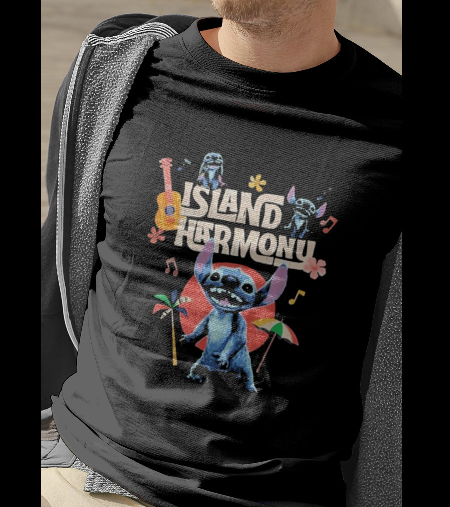 Lilo And Stitch Island Harmony Music Celebration With Cute Stitch And Ukulele T-Shirt