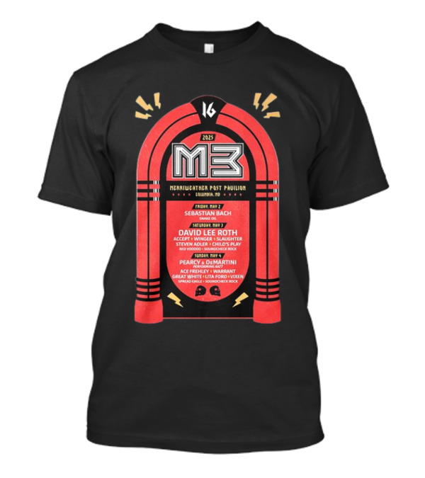 M3 Rock Music Festival 2025 Lineup Merriweather Post Pavilion Columbia MD Sebastian Bach David Lee Roth T-Shirt