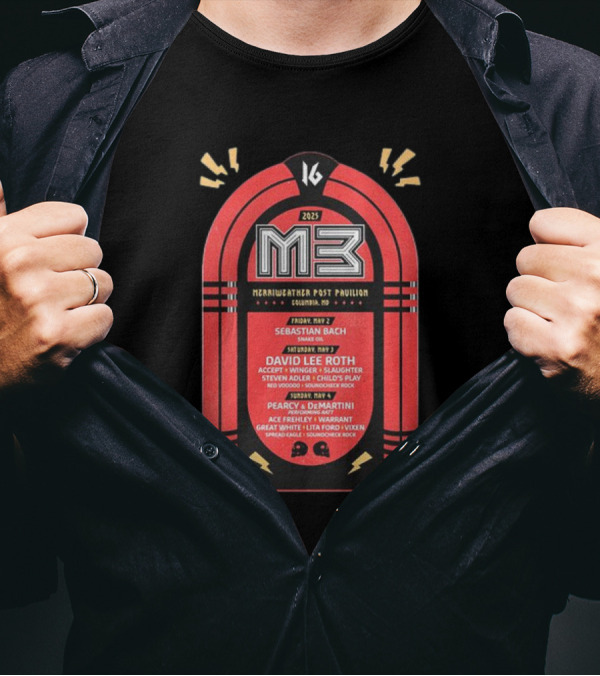 M3 Rock Music Festival 2025 Lineup Merriweather Post Pavilion Columbia MD Sebastian Bach David Lee Roth T-Shirt