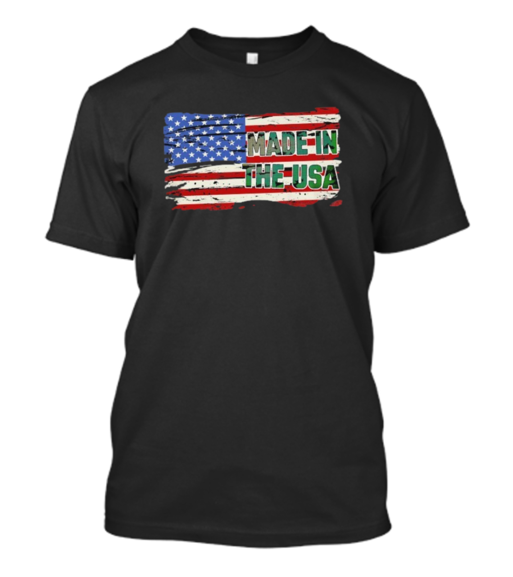 Made In The USA American Flag Stars Stripes Vintage Look T-Shirt
