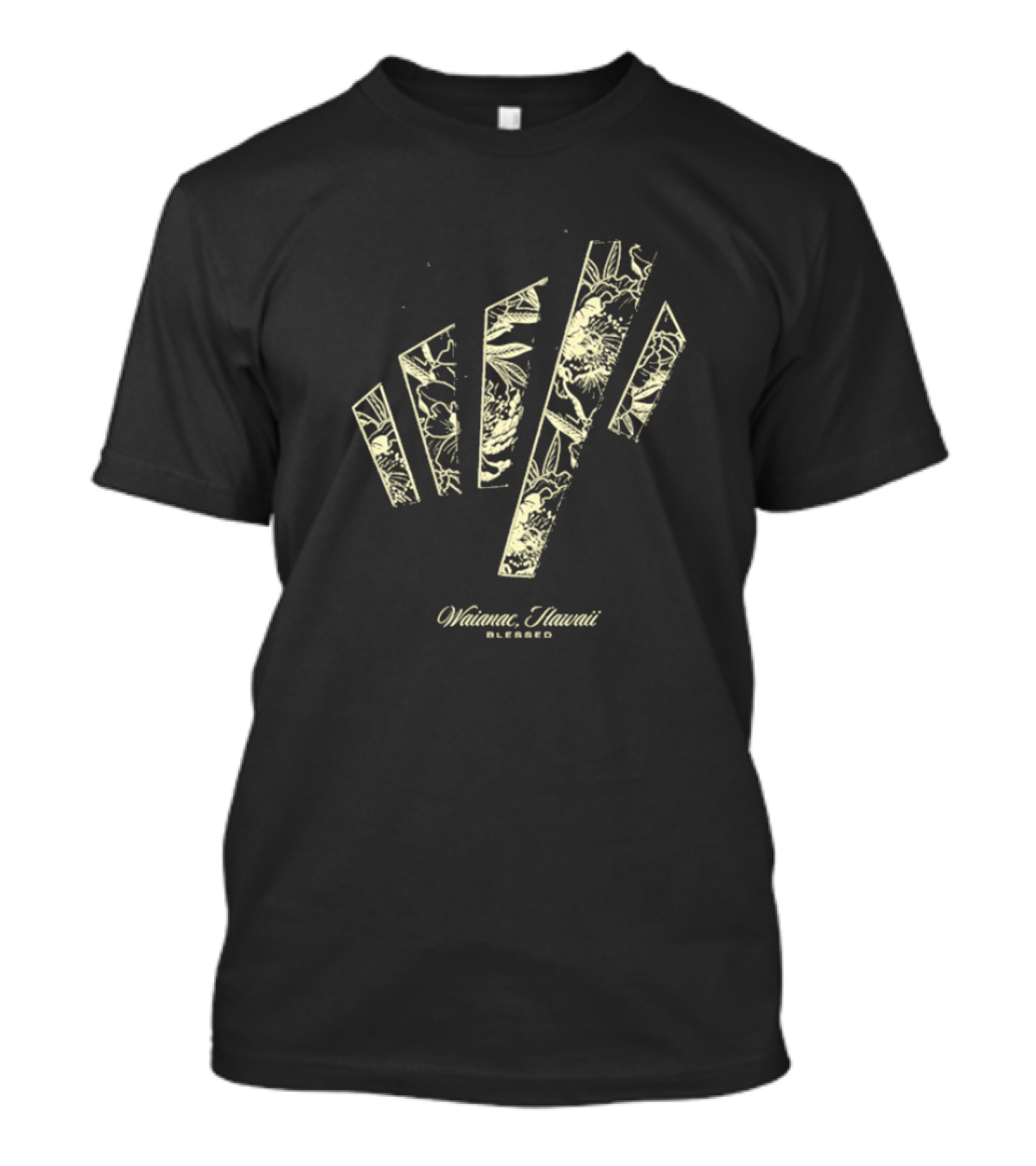 Waianae Hawaii Blessed Max Holloway Undeniable Floral Stripes T-Shirt