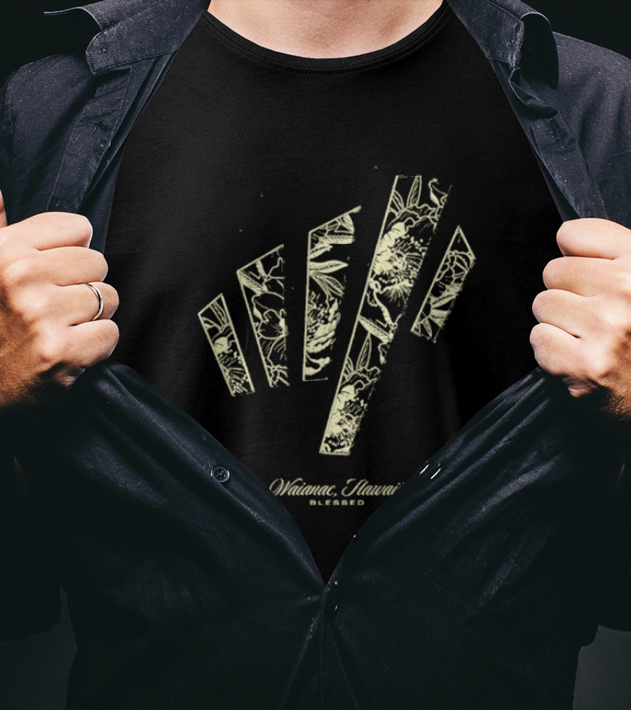 Waianae Hawaii Blessed Max Holloway Undeniable Floral Stripes T-Shirt